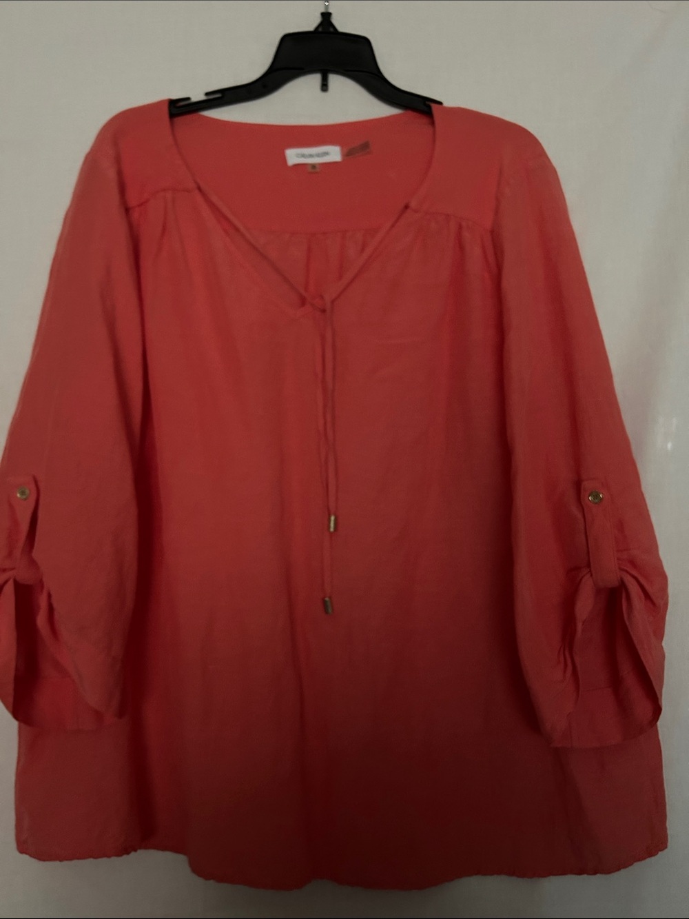 Calvin Klein Coral Tie-Front Tunic